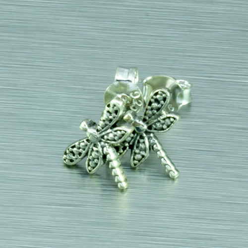 Tiny Dragonfly Stud Earrings. 925 Sterling Silver