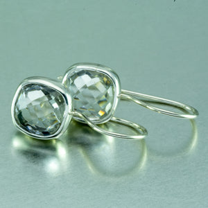 Rock Crystal Hook-in Earrings, 925 Sterling Silver