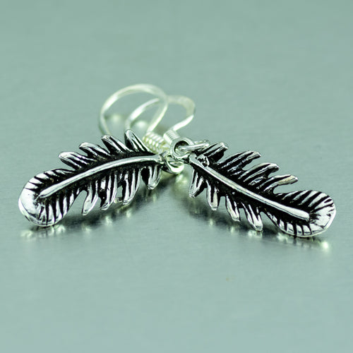 Silver feather earrings