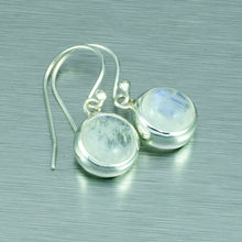 Load image into Gallery viewer, Moonstone Small Dangly Earrings. 92.5% Sterling Silver