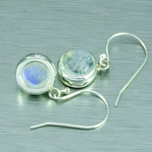 Load image into Gallery viewer, Moonstone Small Dangly Earrings. 92.5% Sterling Silver