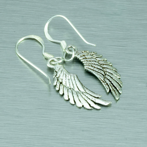 Small silver angel wing earrings