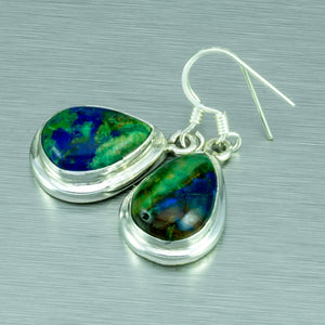 Azurite/Malachite silver teardrop earrings.