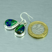 Load image into Gallery viewer, Azurite/Malachite silver teardrop earrings.