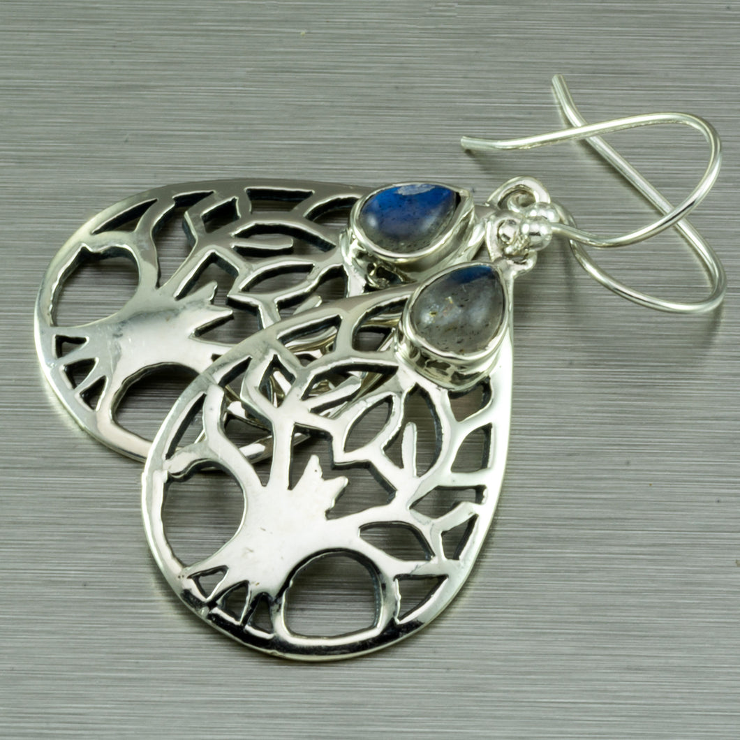 Tree of Life Labradorite earrings - Gemstonz Silver