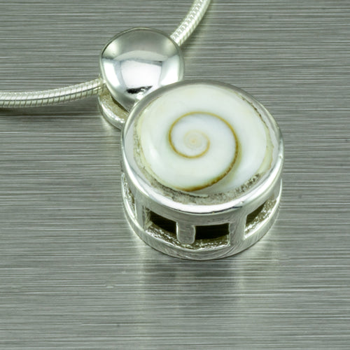 Shiva Eye Shell Pendant. 92.5% Sterling Silver