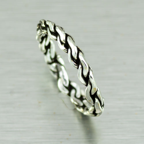 Oxidized silver band ring