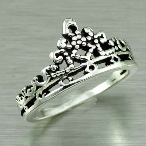 Sterling silver tiara ring.