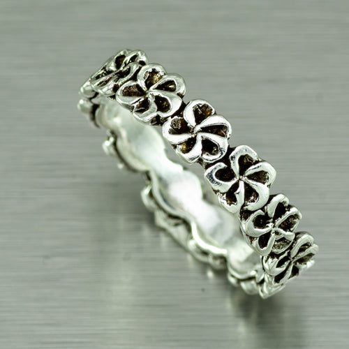 Frangipani flower silver ring