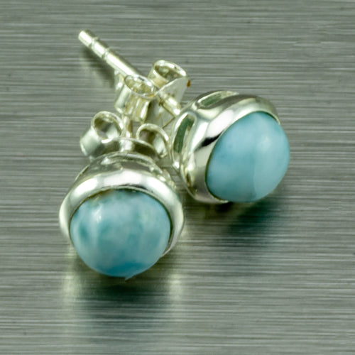 7mm Larimar stud earrings