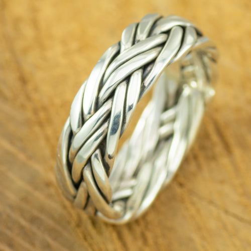 Men's sterling silver interwoven ring