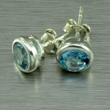 Load image into Gallery viewer, Blue topaz silver stud earrings
