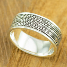 Load image into Gallery viewer, Mens sterling silver ring with tyre pattern