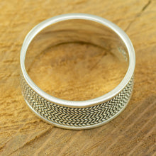 Load image into Gallery viewer, Mens sterling silver ring with tyre pattern