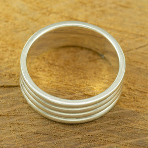 Men's four banded silver ring