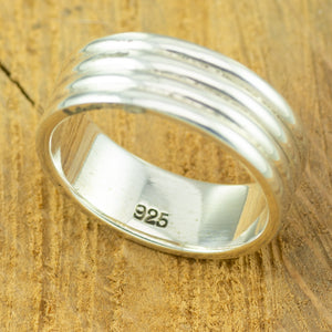 Men's four banded silver ring
