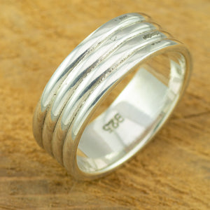 Men's four banded silver ring