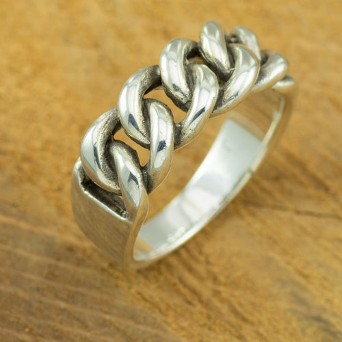Men's silver 1/2 curb ring