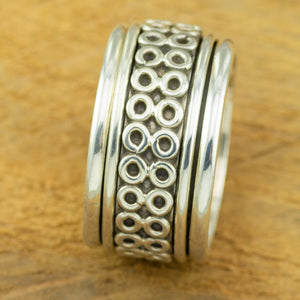 Heavy sterling silver mens spinner ring