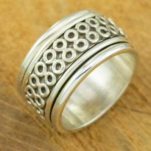 Heavy sterling silver mens spinner ring