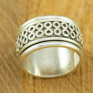 Heavy sterling silver mens spinner ring