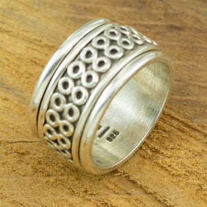 Heavy sterling silver mens spinner ring