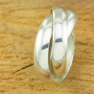 Men's four banded silver ring