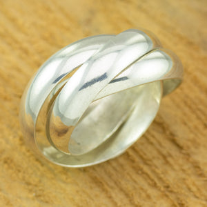 Men's four banded silver ring