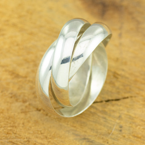 Men's 3 band Russian silver wedding ring
