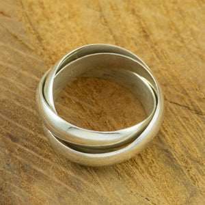 Men's four banded silver ring