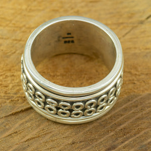 Heavy sterling silver mens spinner ring