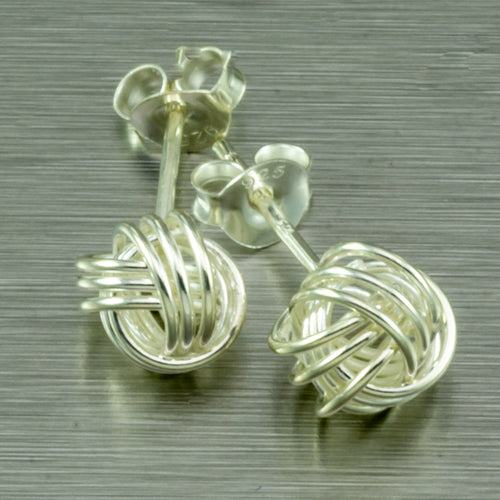 7mm sterling silver knot studs