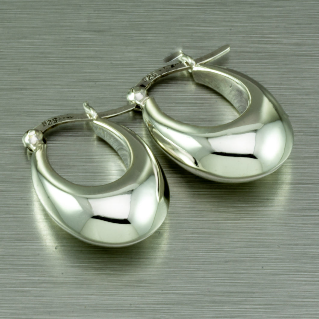 Small chunky silver hoops.