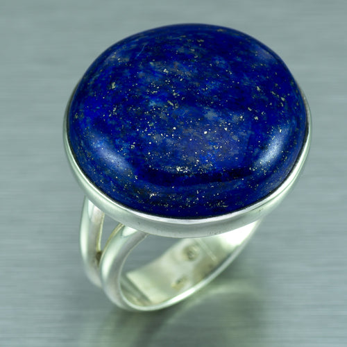 Sterling silver, round Lapaz Lazuli ring.